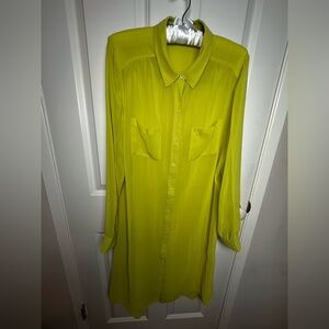 Trouve Vibrant Green Long Sleeve sheer cover up